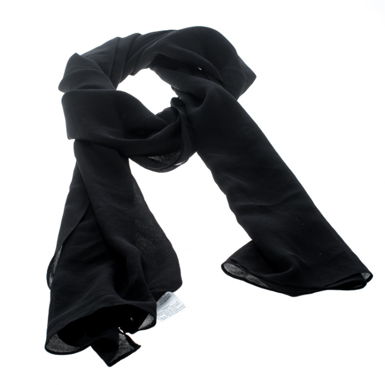 Pre Owned Dolce and Gabbana Black Silk Georgette Scarf