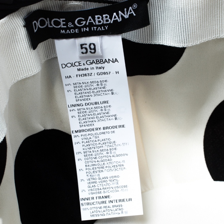 Pre Owned Dolce and Gabbana Polka Dotted Stretch Silk Embellished 3D Fruit Detail Turban L