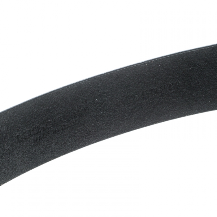 Pre Owned Dolce & Gabbana Black Leather Crown Buckle Belt 85cm