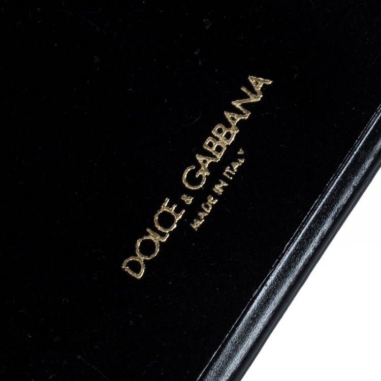 Pre Owned Dolce and Gabbana Black Leather Devil Designers Face Patch iPhone 7 Case