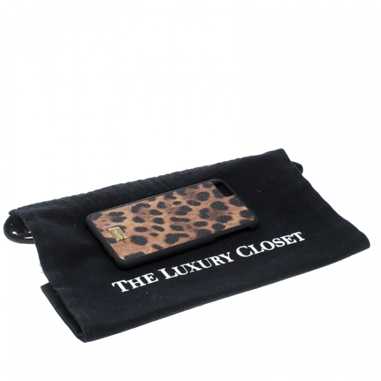 مملوكة مسبقًا Dolce & Gabbana Brown Leopard Print Leather iPhone 6+ Case