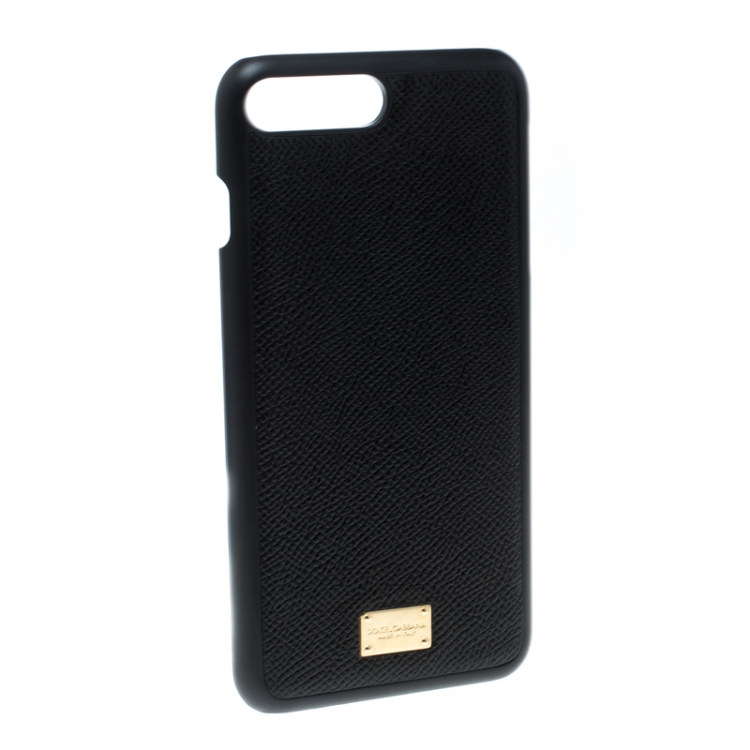 Pre Owned Dolce & Gabbana Black Leather IPhone 7+ Case