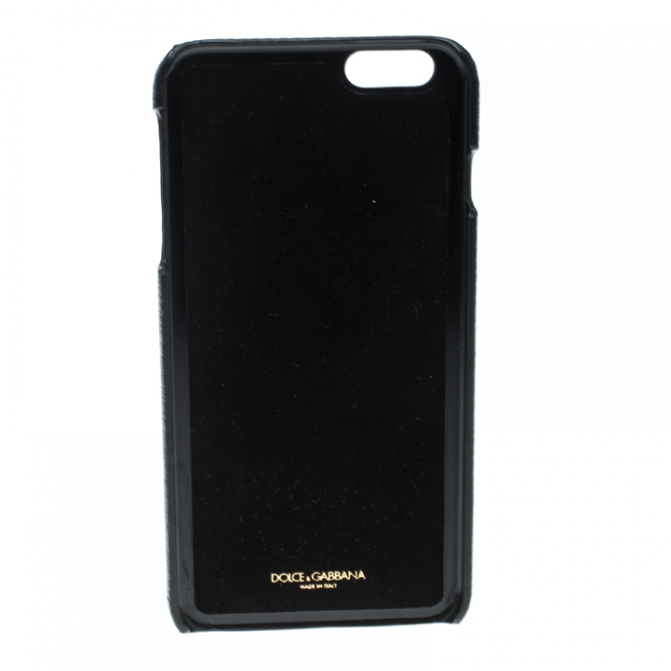 Pre Owned Dolce & Gabbana Black Leather Father and Son Patch Iphone 6+ Case