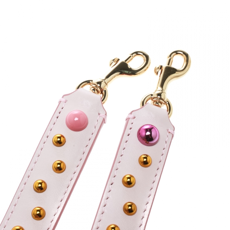Pre Owned Dolce and Gabbana Blush Pink Leather Studded Bag Strap