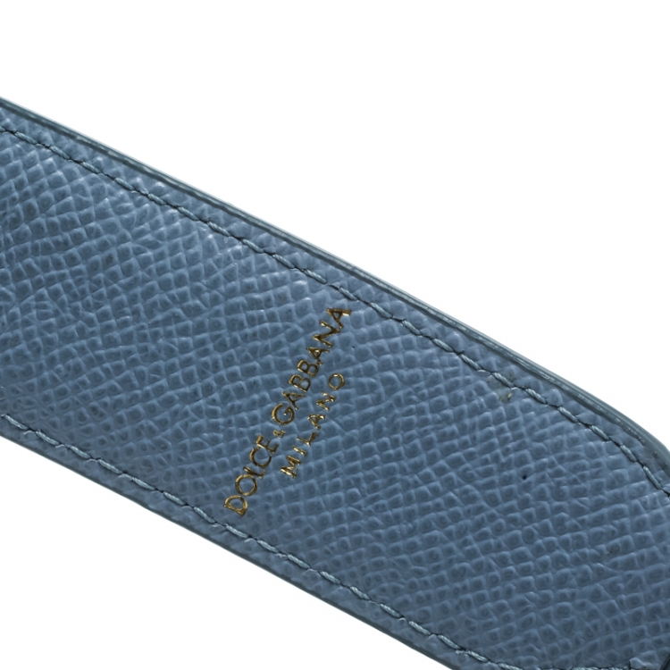 Pre Owned Dolce and Gabbana Blue Leather Studded Bag Strap