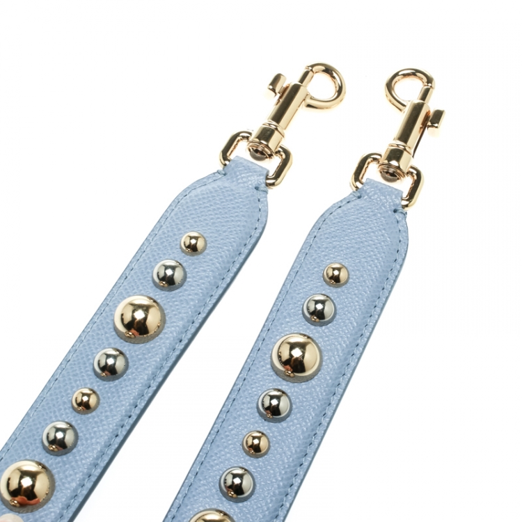 Pre Owned Dolce and Gabbana Blue Leather Studded Bag Strap