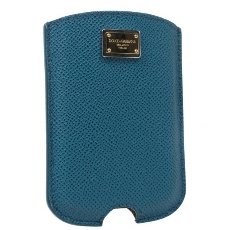 Pre Owned Dolce and Gabbana Blue Dauphine Leather Blackberry Cover