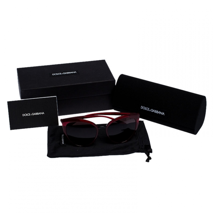 Pre Owned Dolce & Gabbana Burgundy/Black Gradient DG 6113 Cateye Sunglasses