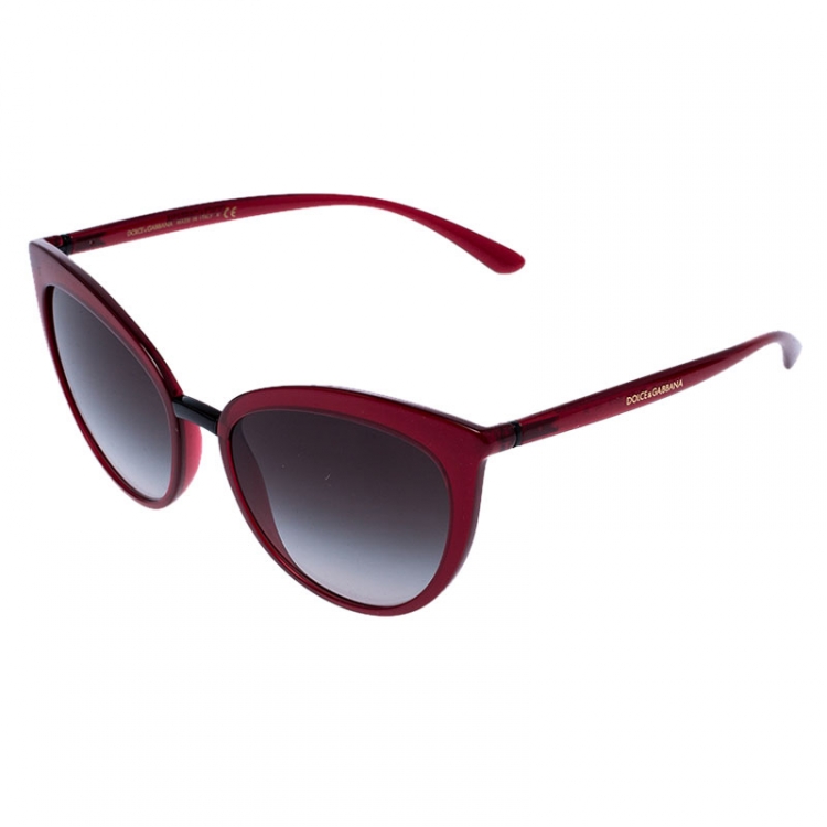 Pre Owned Dolce & Gabbana Burgundy/Black Gradient DG 6113 Cateye Sunglasses