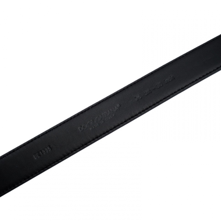 Pre Owned Dolce and Gabbana Black Leather DG Amore Belt 75CM