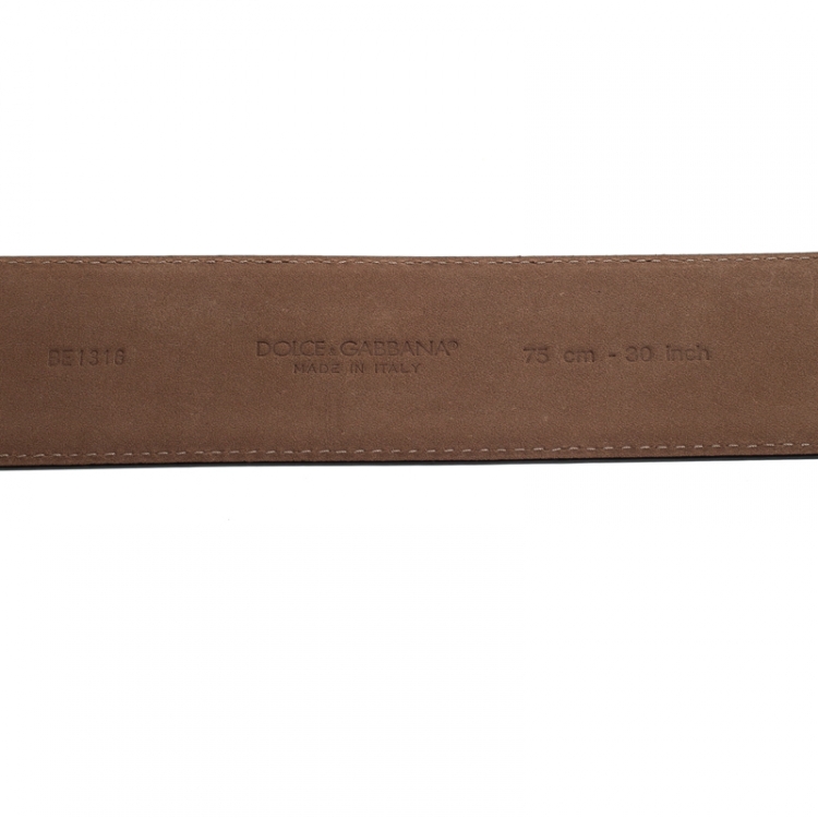 Pre Owned Dolce and Gabbana Black Leather Devotion Belt 75CM