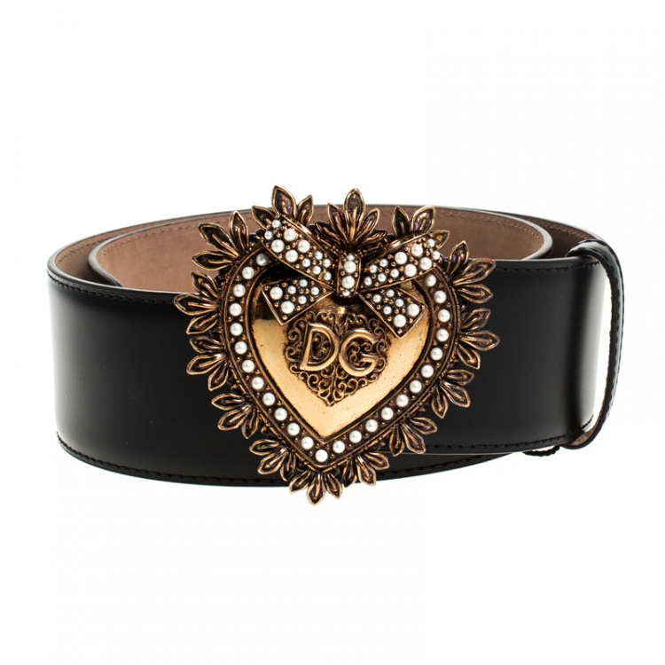 Dolce and Gabbana Black Leather Devotion Belt 75CM Dolce & Gabbana | TLC