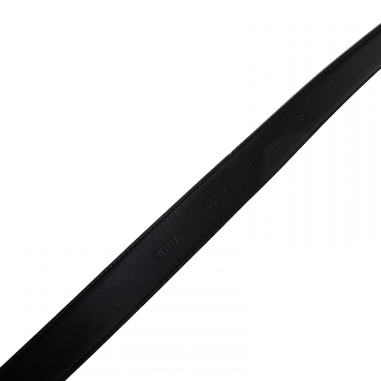 Pre Owned Dolce and Gabbana Black Leather DG Amore Belt 80 CM