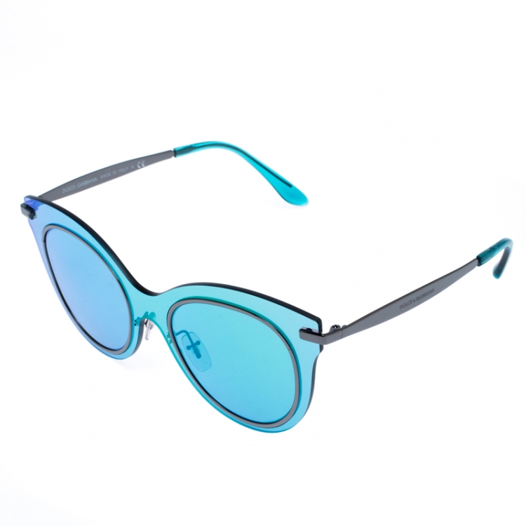 مملوكة مسبقًا Dolce and Gabbana Blue/Green DG2172 Mirror Cat Eye Sunglasses
