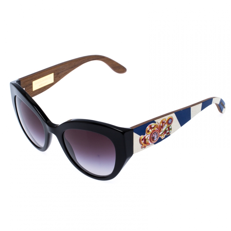 Pre Owned Dolce & Gabbana Black/Black Gradient DG4278 Sicilian Carreto Cateye Sunglasses