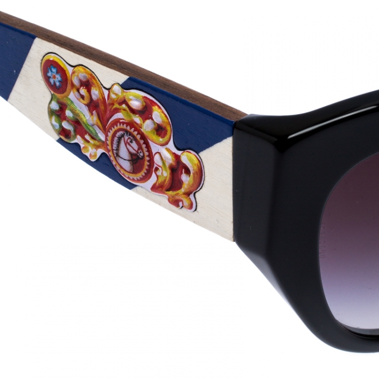 Pre Owned Dolce & Gabbana Black/Black Gradient DG4278 Sicilian Carreto Cateye Sunglasses