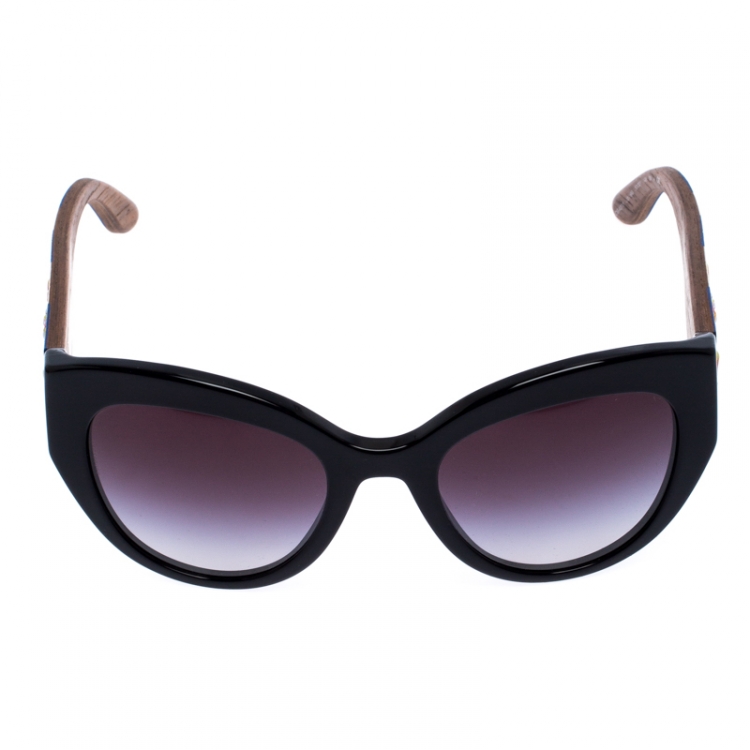 Pre Owned Dolce & Gabbana Black/Black Gradient DG4278 Sicilian Carreto Cateye Sunglasses