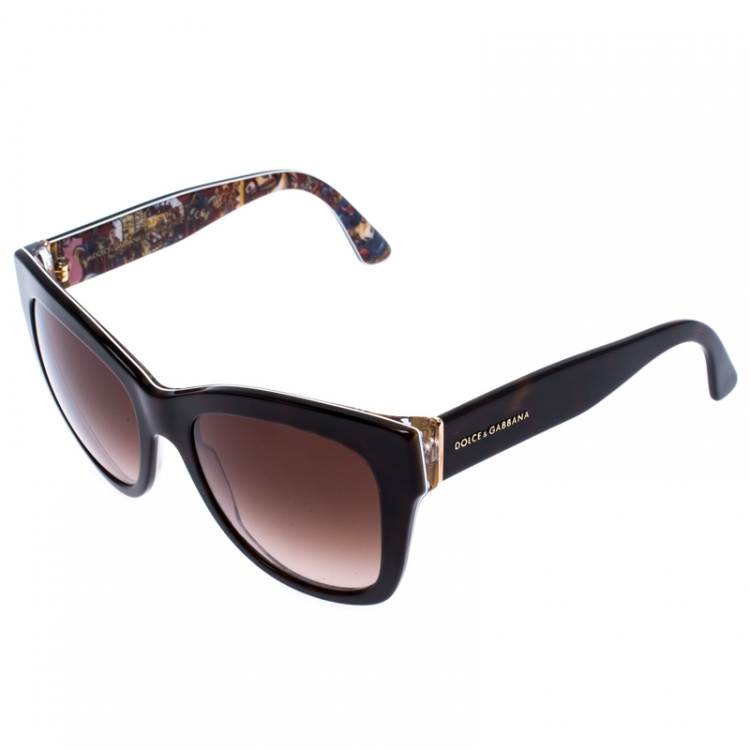 Pre Owned Dolce & Gabbana Havana/Brown Gradient DG4270 Sicilian Carretto Cateye Sunglasses
