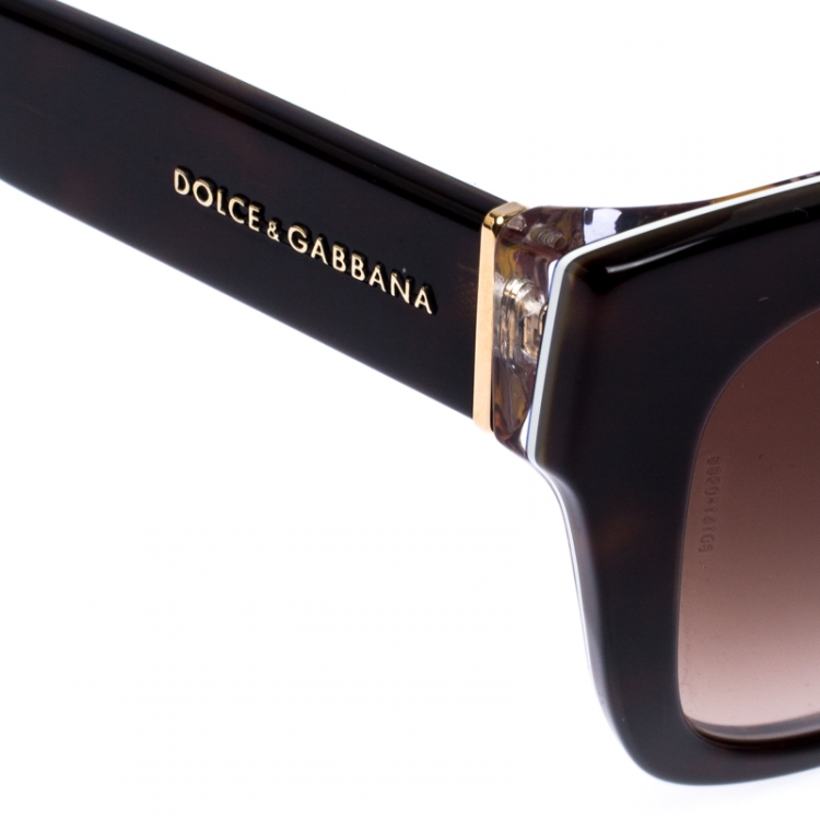 Pre Owned Dolce & Gabbana Havana/Brown Gradient DG4270 Sicilian Carretto Cateye Sunglasses