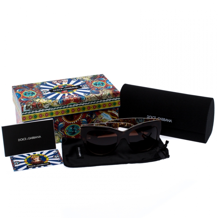Pre Owned Dolce & Gabbana Havana/Brown Gradient DG4270 Sicilian Carretto Cateye Sunglasses