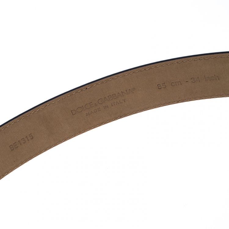مملوكة مسبقًا Dolce & Gabbana Black Leather Devotion Buckle Belt 85CM