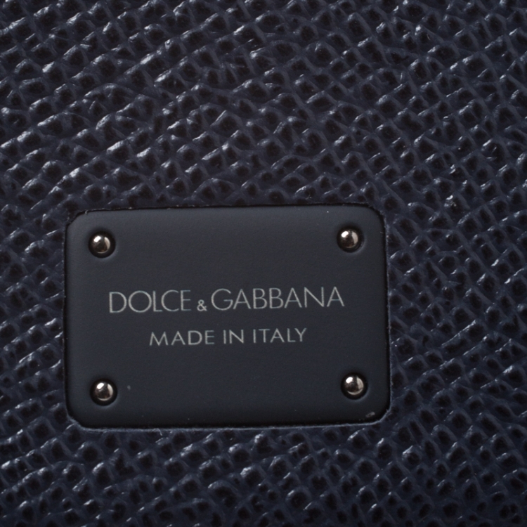 Pre Owned Dolce & Gabbana Navy Blue/Black Leather iPhone 7/8 Plus Case
