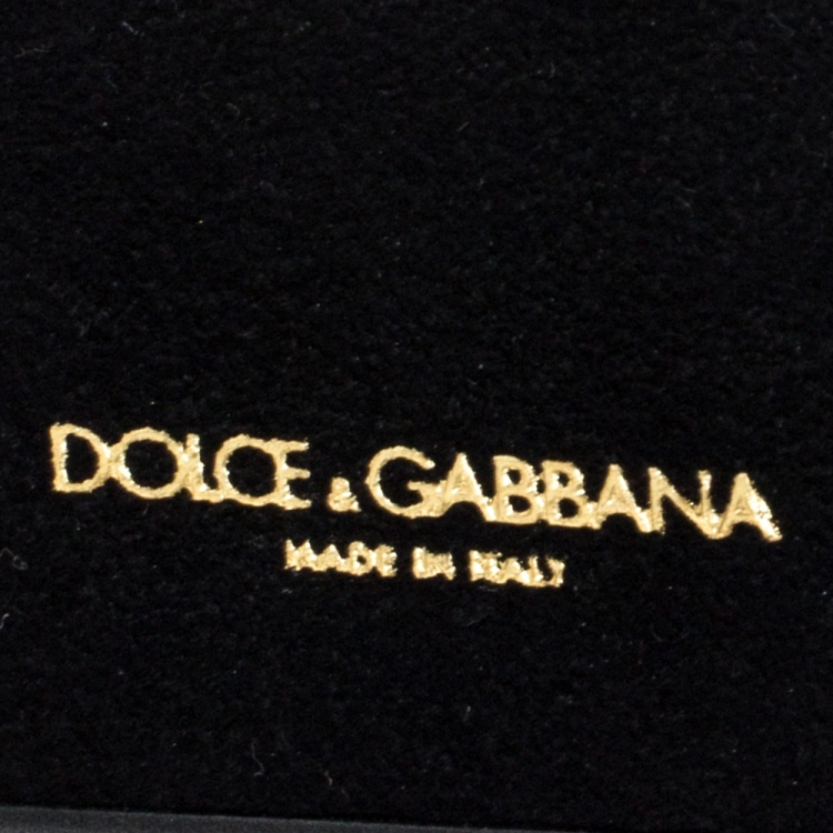 Pre Owned Dolce & Gabbana Black Leather Embellished Crown Face Patch iPhone 7 Case