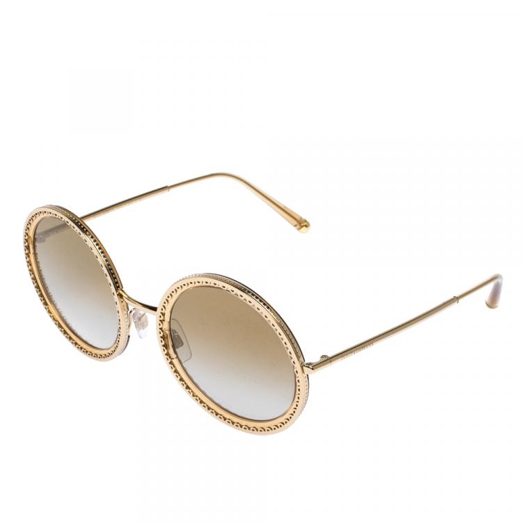 Pre Owned Dolce & Gabbana Gold DG2211 Sunglasses