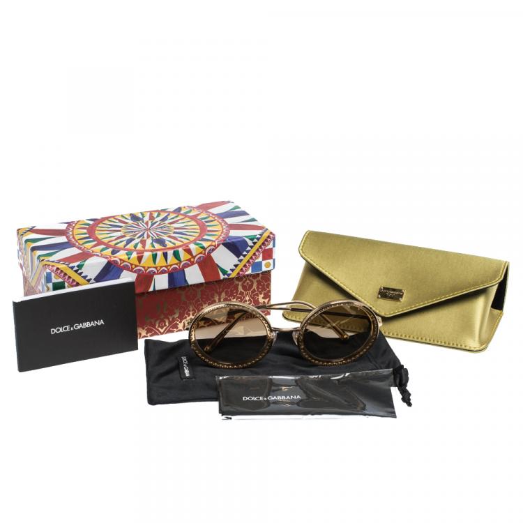Pre Owned Dolce & Gabbana Gold DG2211 Sunglasses