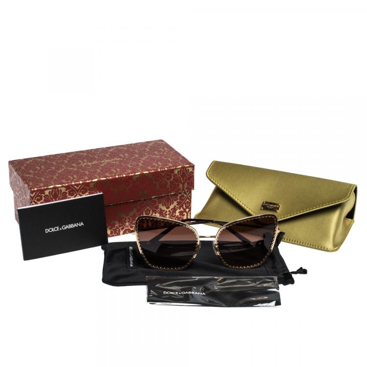 Pre Owned Dolce & Gabbana Gold/Brown Gradient DG2212 Sunglasses