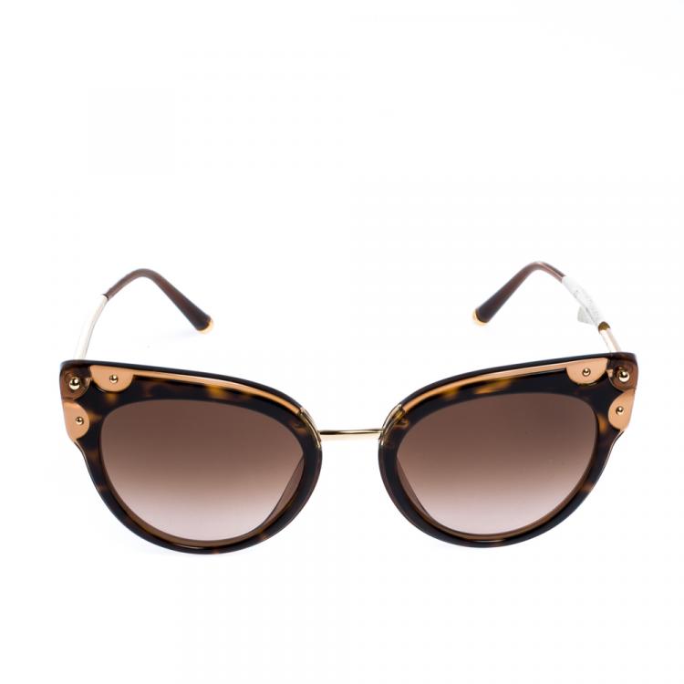 Pre Owned Dolce & Gabbana Havana/Brown Gradient DG4340 Sunglasses