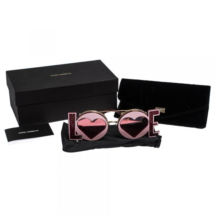مملوكة مسبقًا Dolce & Gabbana Red/Gold DG2217 LOVE Sunglasses