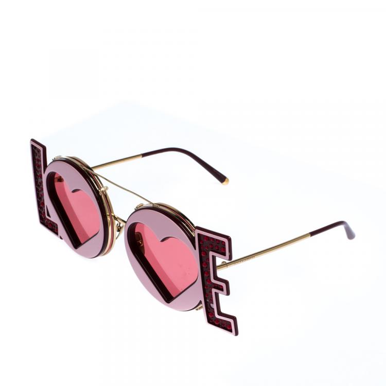 مملوكة مسبقًا Dolce & Gabbana Red/Gold DG2217 LOVE Sunglasses