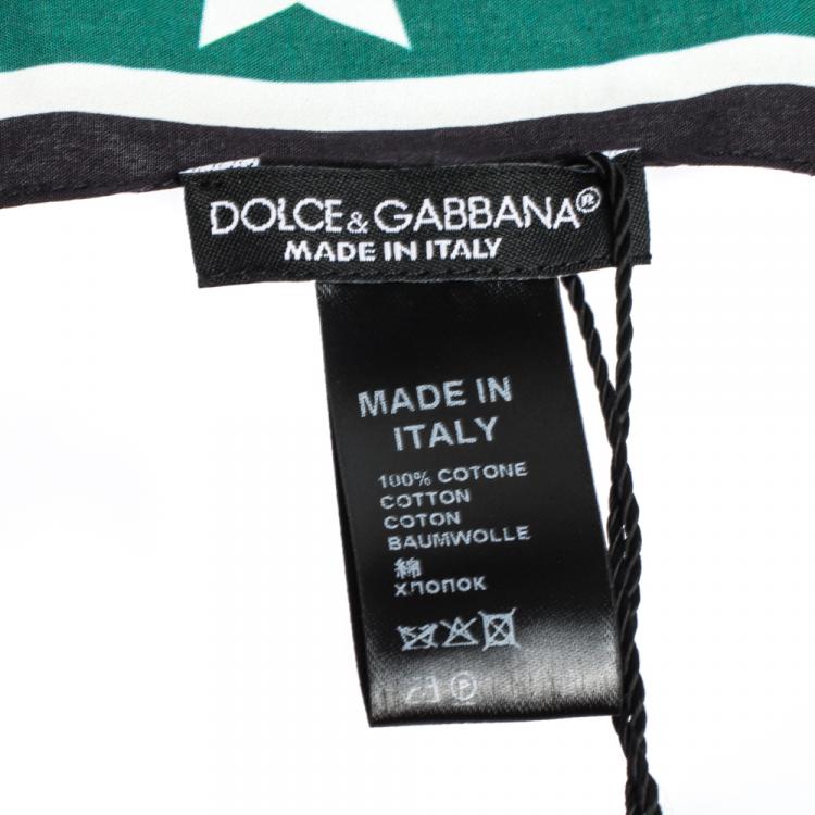 Pre Owned Dolce & Gabbana Black/Green Print DG Queen Silk Scarf