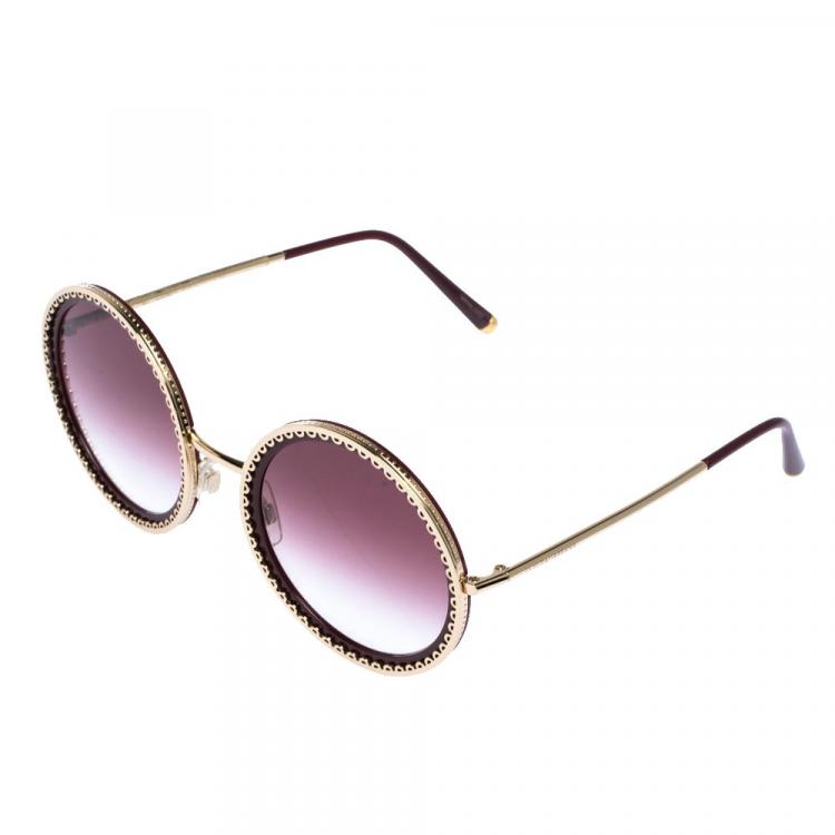 Pre Owned Dolce & Gabbana Violet Gradient/Gold DG2211 Sunglasses