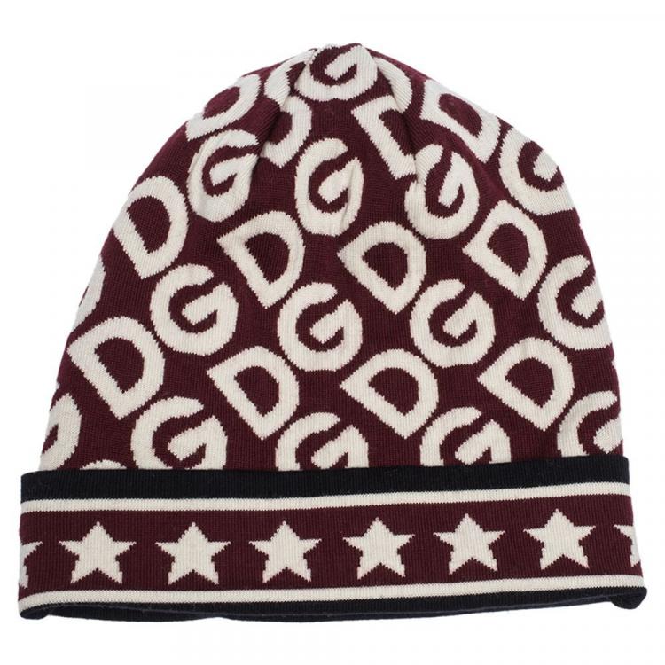 Pre Owned Dolce & Gabbana Multicolor DG Mania Print Wool Plain Knit Beanie