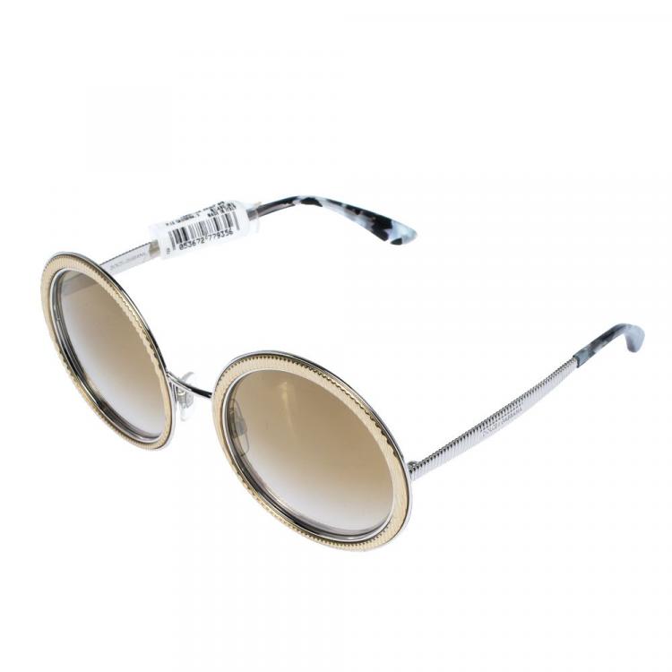 Pre Owned Dolce & Gabbana Light Brown/Mirrored Gold DG2179 Sunglasses