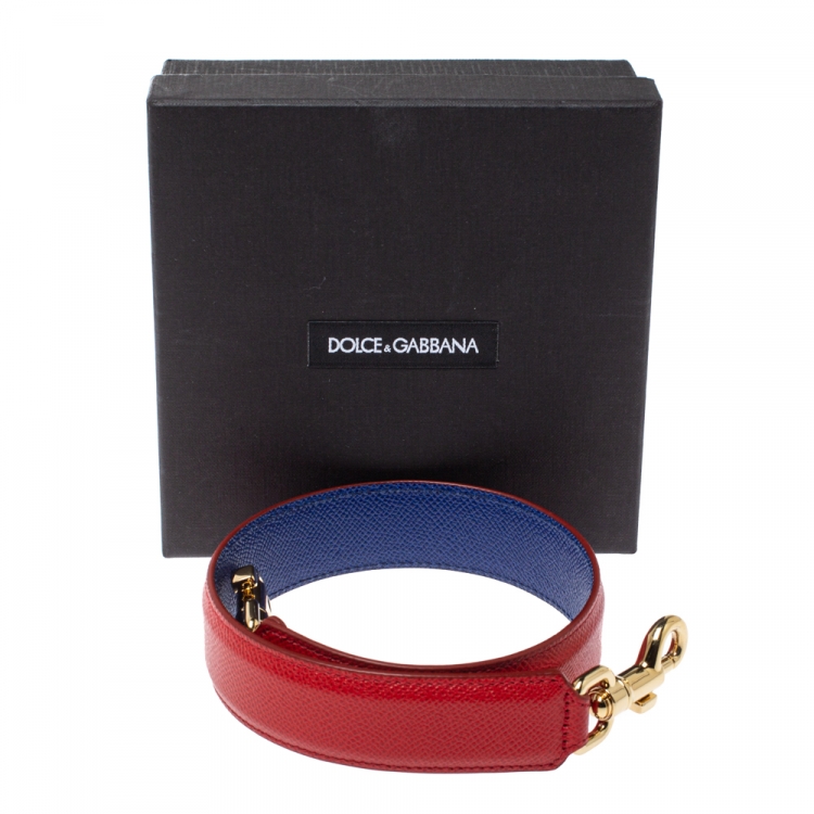 Pre Owned Dolce & Gabbana Red/Blue Leather Shoulder Bag Strap