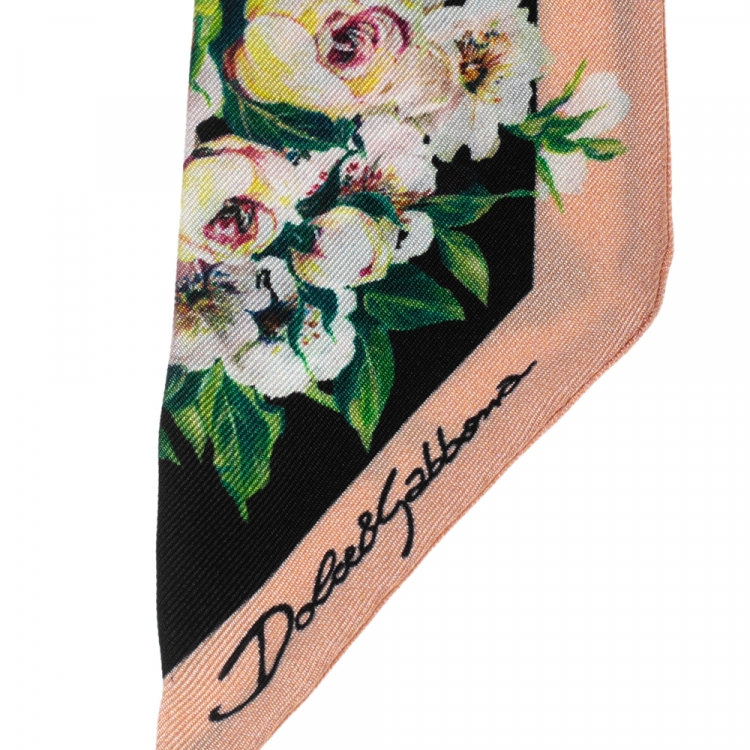 Pre Owned Dolce & Gabbana Multicolored Floral Printed Silk Bandeau Scarf