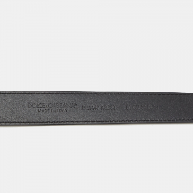 Pre Owned Dolce & Gabbana Black Leather Embellished DG Logo Belt 90CM