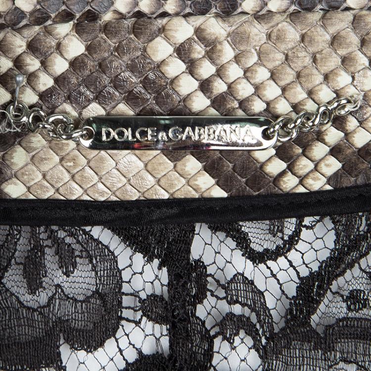 Pre Owned Dolce and Gabbana Black Lace Contrast Python Leather Detail Sheer Jacket S