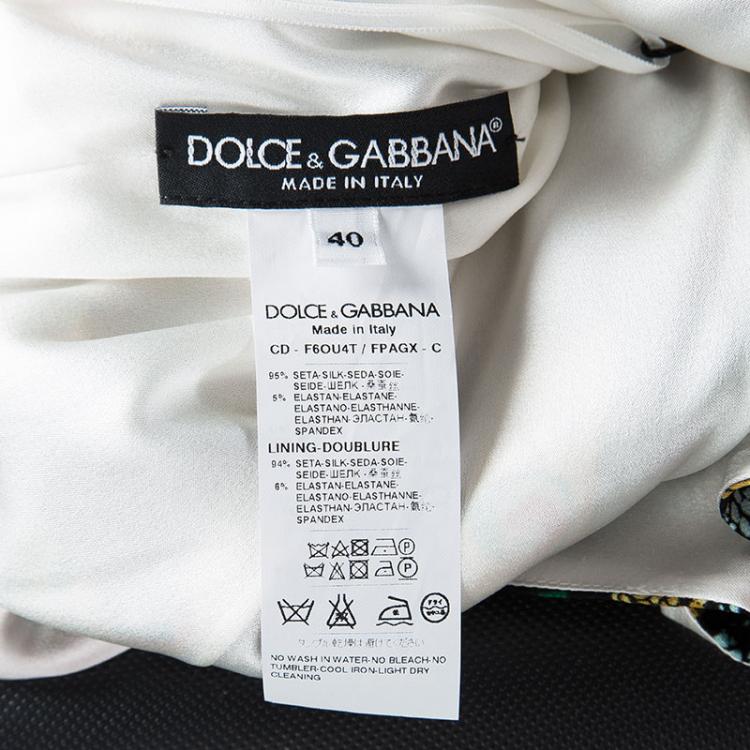 Pre Owned Dolce and Gabbana Multicolour Floral Fans Print Ruched Sleeveless Silk Dress S