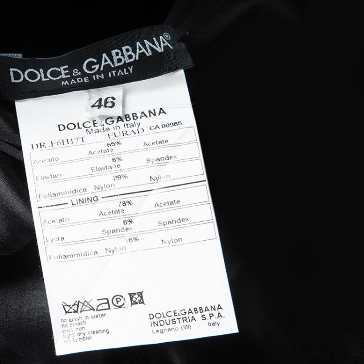 Pre Owned Dolce and Gabbana Black Stretch Satin Bustier Dress L