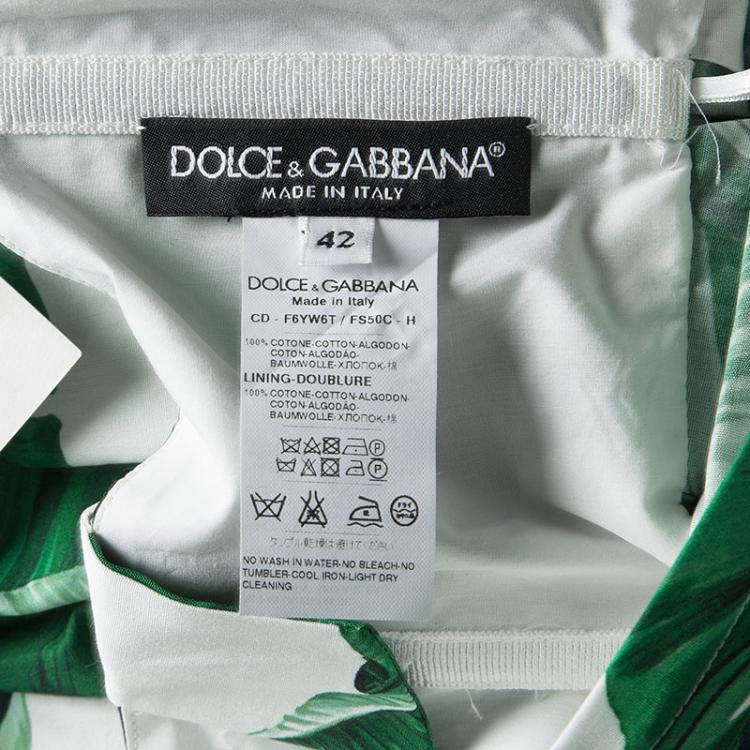 Pre Owned Dolce And Gabbana White Palm Leaf Print Cotton Sleeveless Maxi Dress M