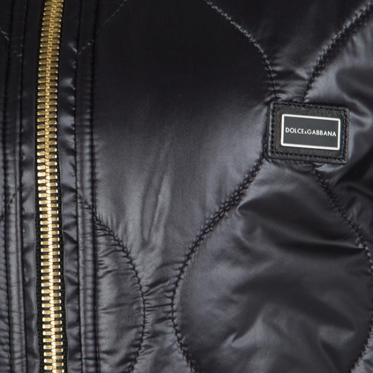 Pre Owned Dolce and Gabbana Black Puffer Bomber Jacket M