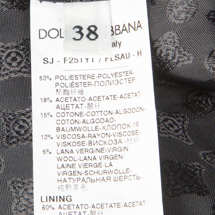 Pre Owned Dolce and Gabbana Black Sequin Paillette Embellished Velvet Trim Double Breasted Coat S
