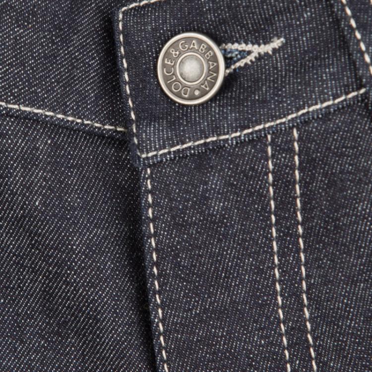 Pre Owned Dolce and Gabbana Indigo Dark Wash Denim Fitted Cute Jeans XS