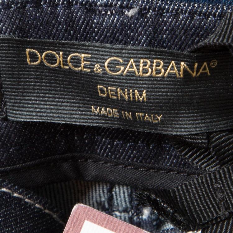 Pre Owned Dolce and Gabbana Indigo Dark Wash Denim Fitted Cute Jeans XS
