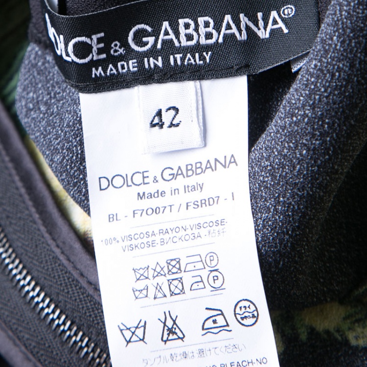Pre Owned Dolce and Gabbana Black and Yellow Floral Acacia Print Long Sleeve Top M