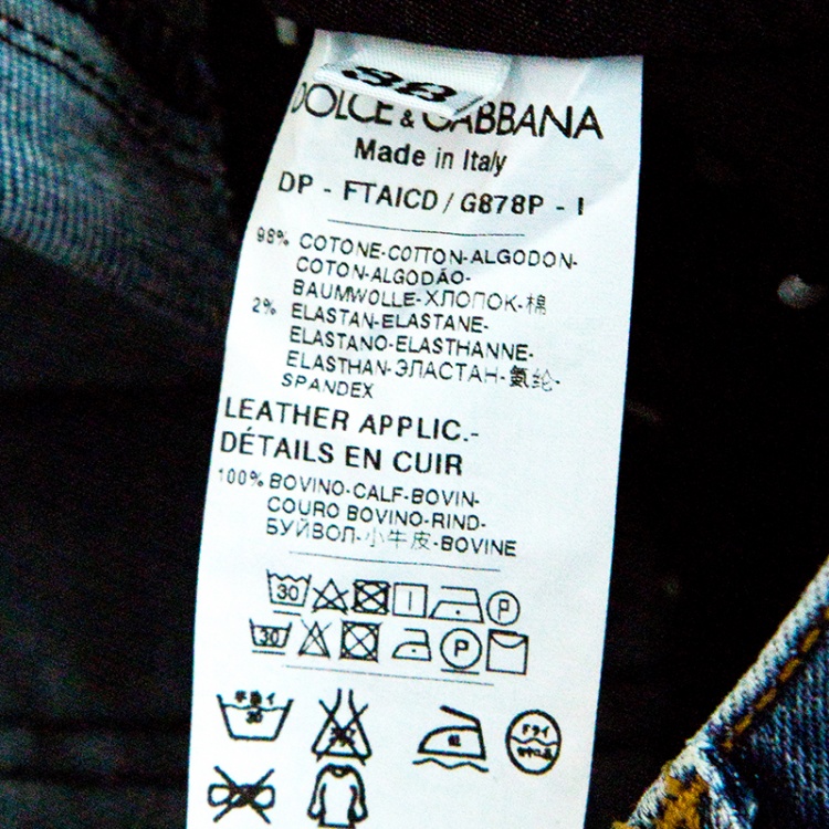 مملوكة مسبقًا Dolce and Gabbana Blue Faded Effect Distressed Three Quarter Sabrina Denim Pants S